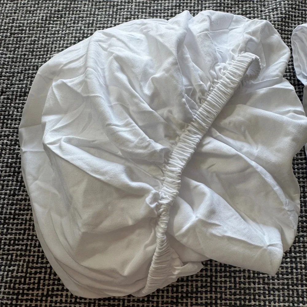 White Toddler Bed Sheet Set Fitted Flat Sheet and Pillowcase 3 Piece Set